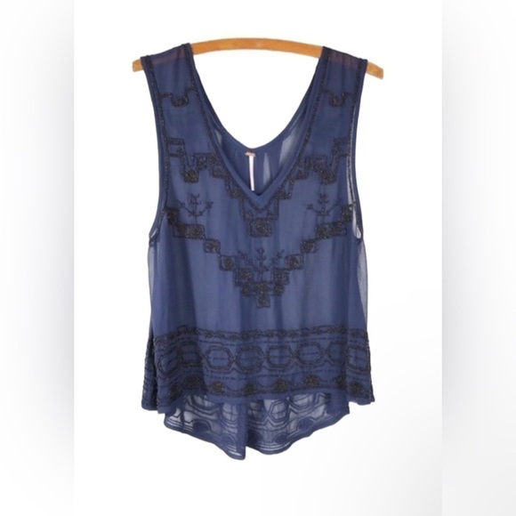 Free People Run With It Embellished Tank top sheer - Picture 5 of 11
